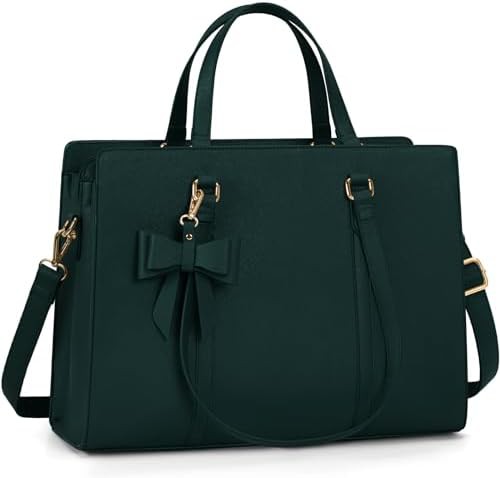 Leather work tote shoulder bag 15.6 in