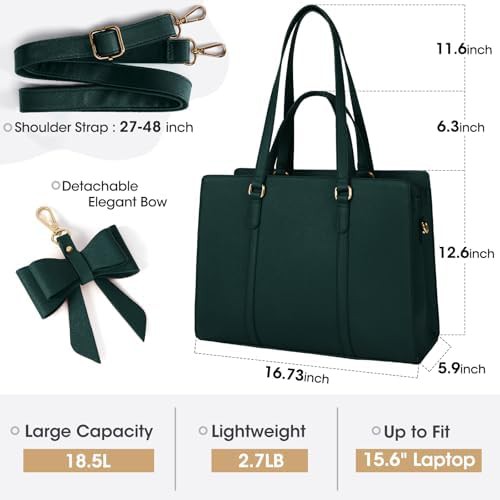 Leather work tote shoulder bag 15.6 in — photo 4
