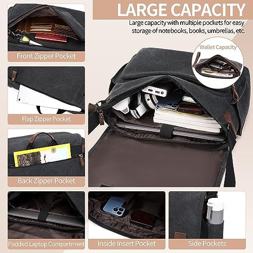 Dark gray canvas laptop messenger bag 17 inch — photo 4