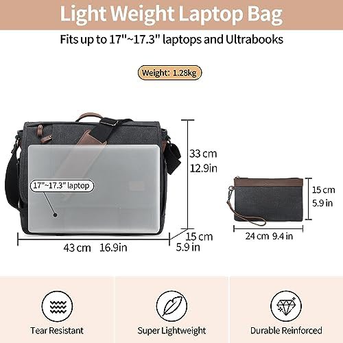 Dark gray canvas laptop messenger bag 17 inch — photo 5