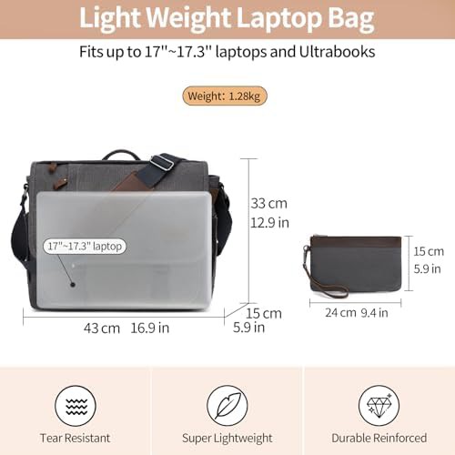 Gray canvas travel laptop briefcase 17 inch — photo 4