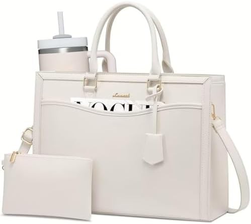 Beige leather teacher tote 2pcs set