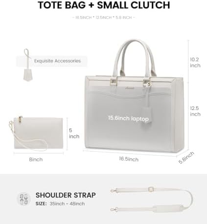 Beige leather teacher tote 2pcs set — photo 4