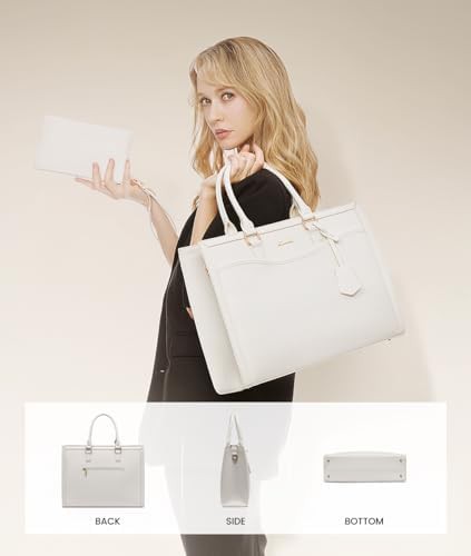 Beige leather teacher tote 2pcs set — photo 5