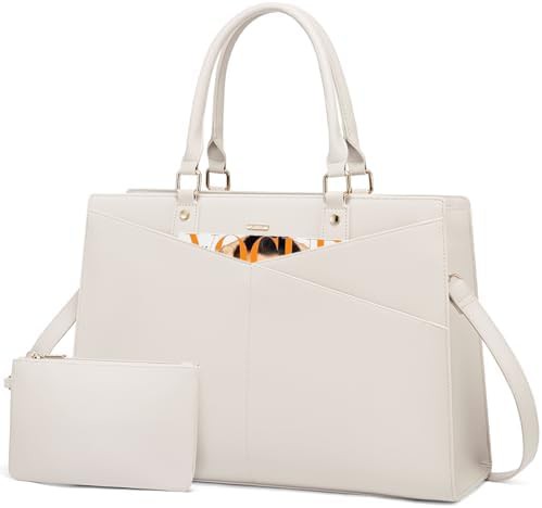Beige leather tote with adjustable strap