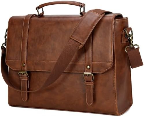 Vintage Waterproof Leather Messenger Bag 15.6