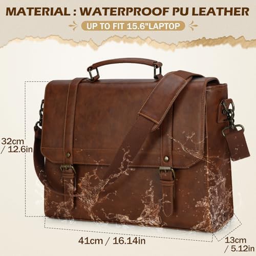 Vintage Waterproof Leather Messenger Bag 15.6 — photo 4