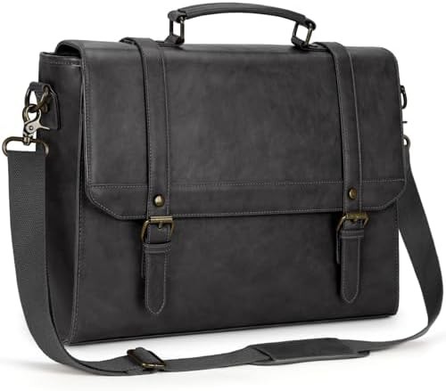 Multi Compartment Leather Messenger Bag 15.6