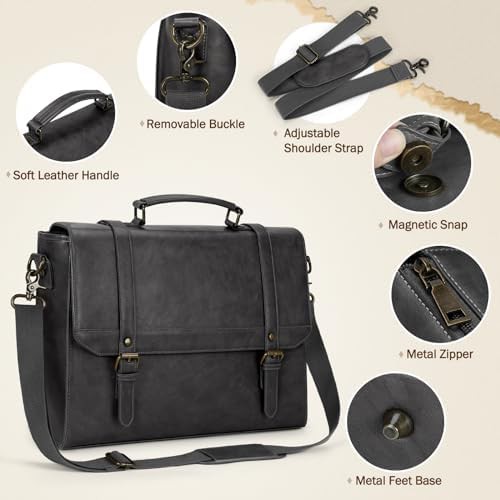Multi Compartment Leather Messenger Bag 15.6 — photo 5