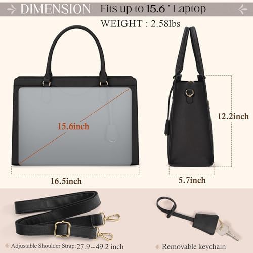 Black faux leather professional work tote — photo 3