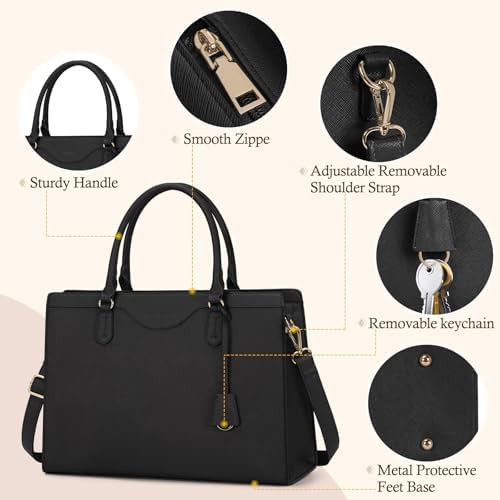 Black faux leather professional work tote — photo 5