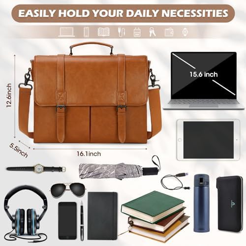 Brown 15.6 inch work messenger satchel — photo 3