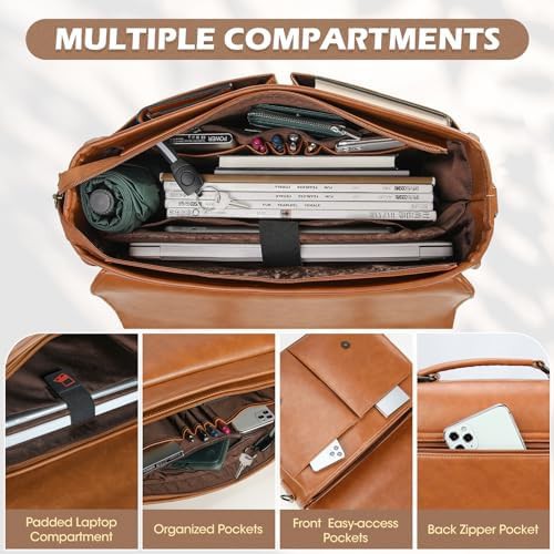 Brown 15.6 inch work messenger satchel — photo 5