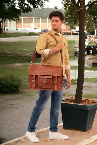 Vintage Full Grain Leather Satchel 17 in — photo 3