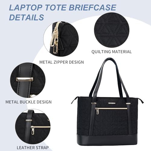 Quilted Black Waterproof Work Tote — photo 4