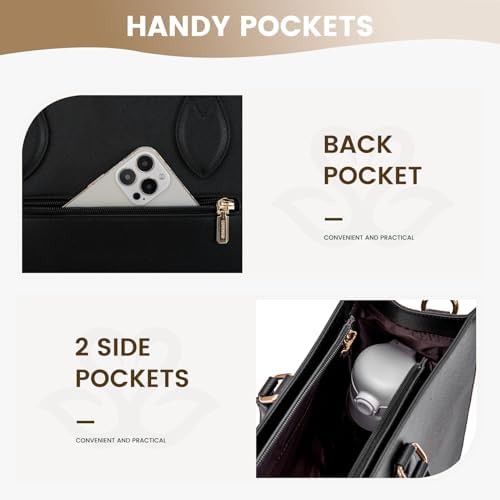 Black leather office shoulder bag 15.6 — photo 4