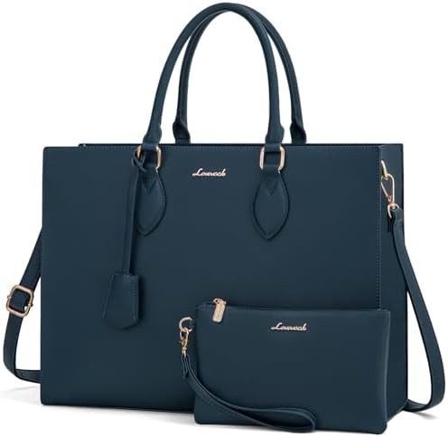 Leather office briefcase tote 15.6 in