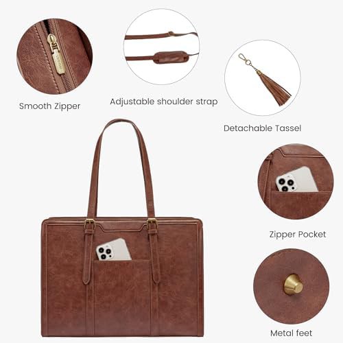 Vintage Leather Laptop Purse with Cup Holder — photo 5