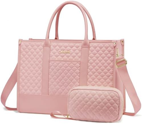 Quilted Pink Travel Tote with Clutch