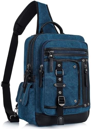 Multi-compartment canvas sling bag 15.6 in