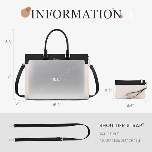 Two Tone Beige and Black Leather Tote — photo 3