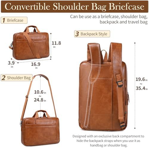 Vintage brown convertible backpack 17 inch — photo 3