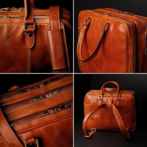 Cognac brown leather computer briefcase — photo 5