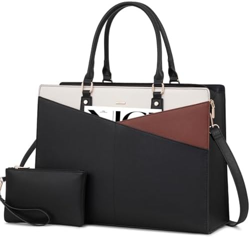 Tri tone leather briefcase 17 in