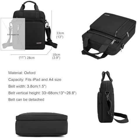 Black oxford travel shoulder bag 13 inch — photo 5