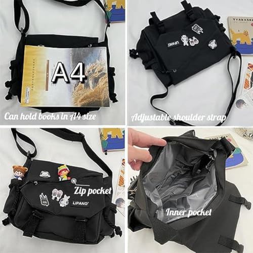 Black aesthetic crossbody laptop bag 15.6 in — photo 5