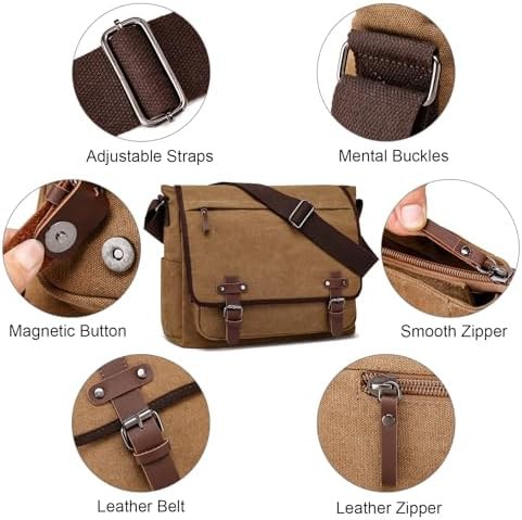 Brown Vintage Canvas Satchel 15.6 in — photo 3
