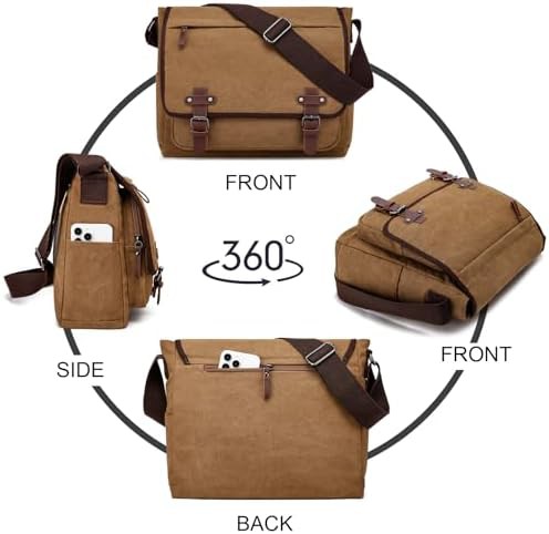 Brown Vintage Canvas Satchel 15.6 in — photo 5