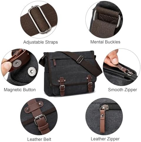 Black Vintage Canvas Satchel 15.6 in — photo 3