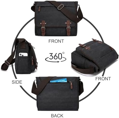 Black Vintage Canvas Satchel 15.6 in — photo 5