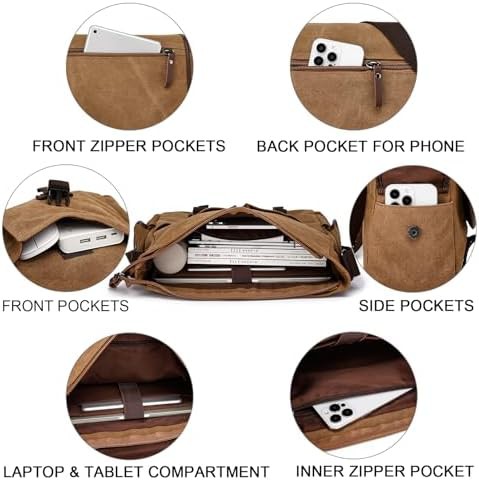 Brown Canvas Vintage Laptop Satchel — photo 3