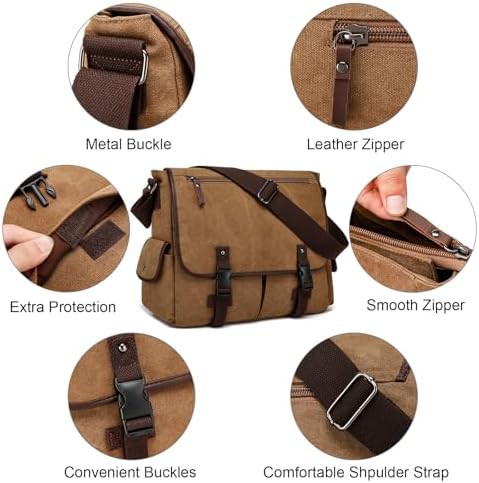 Brown Canvas Vintage Laptop Satchel — photo 4