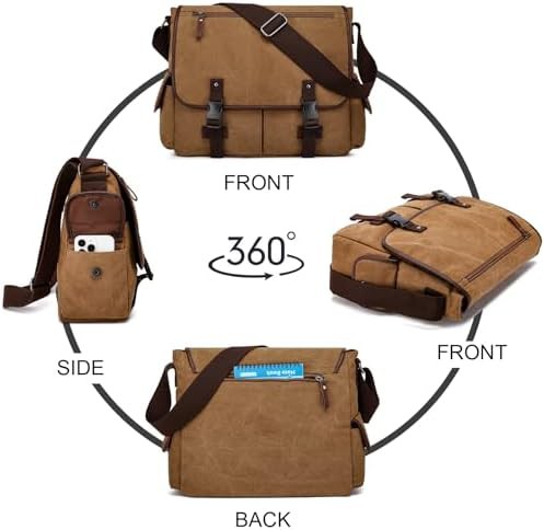 Brown Canvas Vintage Laptop Satchel — photo 5