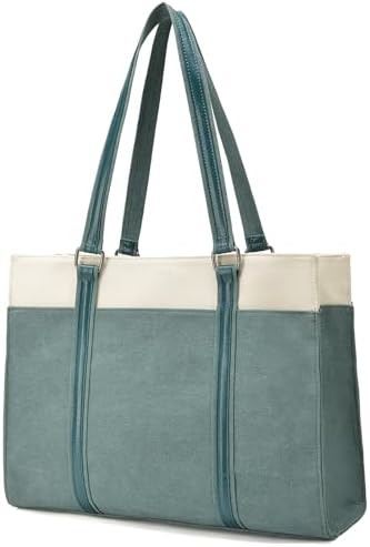 Large canvas shoulder bag with 10 pockets