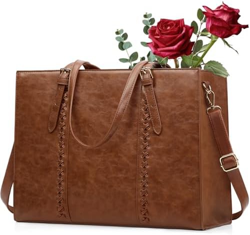 Brown 15.6 inch laptop tote bag