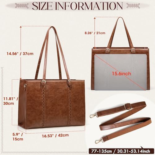 Brown 15.6 inch laptop tote bag — photo 3