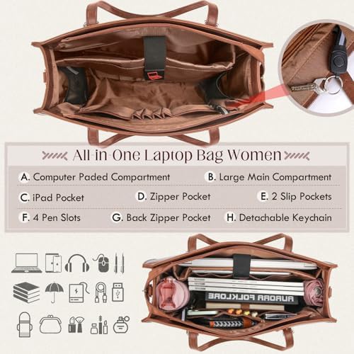 Brown 15.6 inch laptop tote bag — photo 5