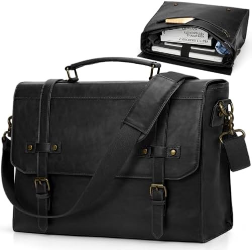 17 inch leather waterproof laptop messenger