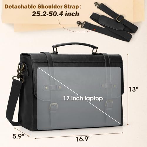 17 inch leather waterproof laptop messenger — photo 3