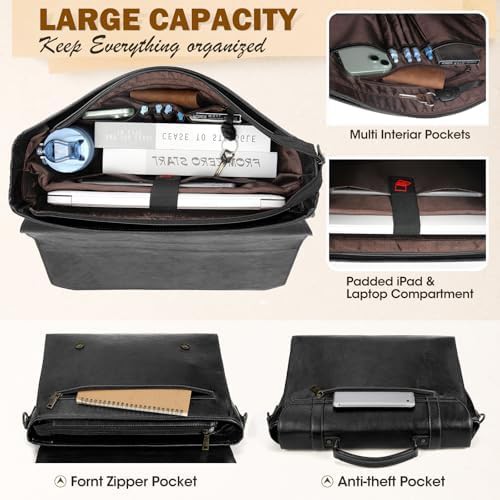 17 inch leather waterproof laptop messenger — photo 4