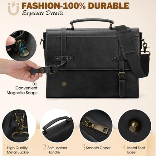 17 inch leather waterproof laptop messenger — photo 5