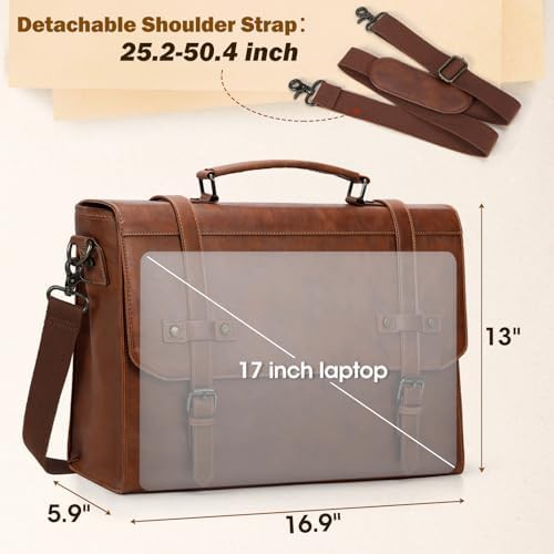 17 inch waterproof vintage leather messenger — photo 3