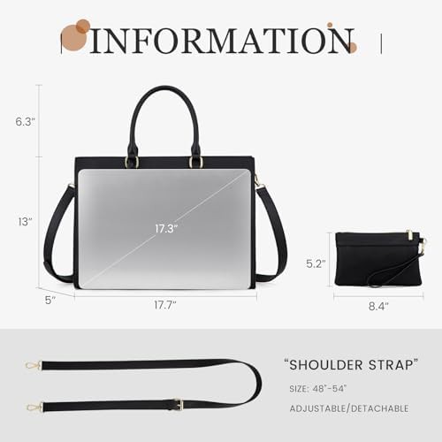 Large Black Leather Work Tote 17 in — photo 3