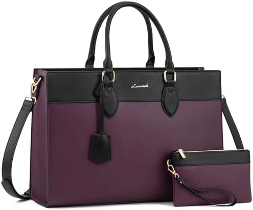 Purple and black two tone laptop tote 17 in