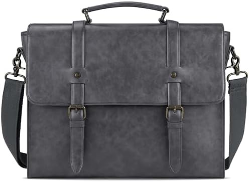 Vintage faux leather work briefcase 15.6 in