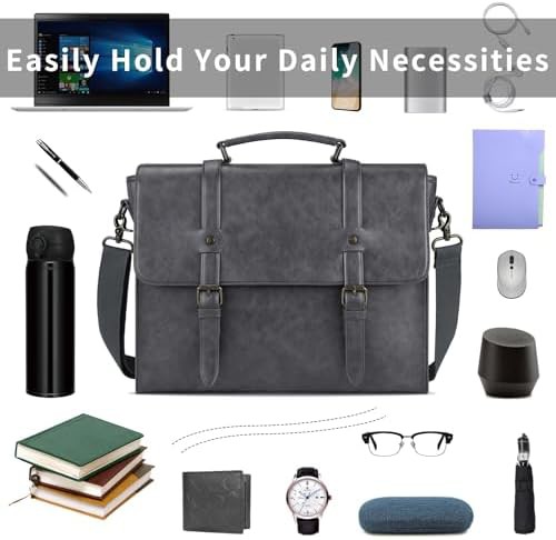 Vintage faux leather work briefcase 15.6 in — photo 4